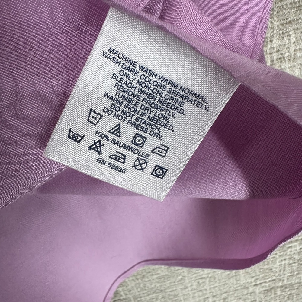 Lands' End Shirt Mens Large Pink Pinpoint Oxford Long Sleeve Button Down Dress - Picture 10 of 13